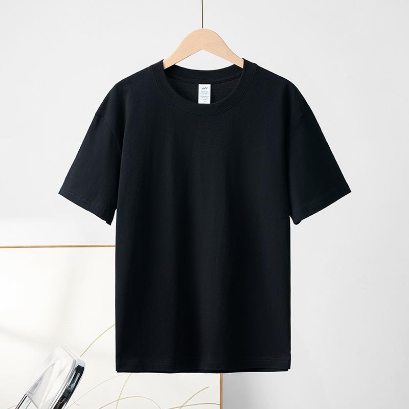 Kurzarm-T-Shirt aus reiner Baumwolle mit Rundhalsausschnitt für Damen, einfarbig, halbärmeliges Basis-T-Shirt