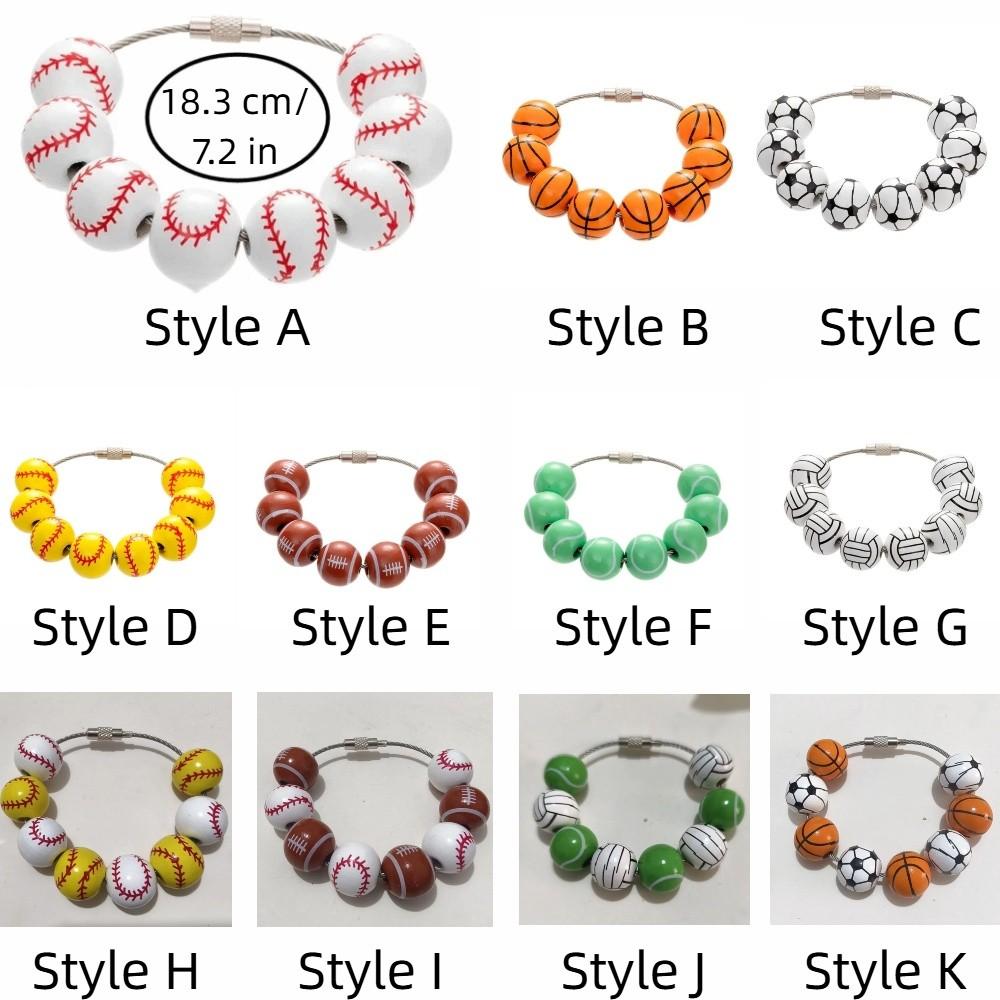 Basketball Themed Baseball Bag Charm Wooden Football Key Ring Hanging Bracelet Charm  Tote Decor