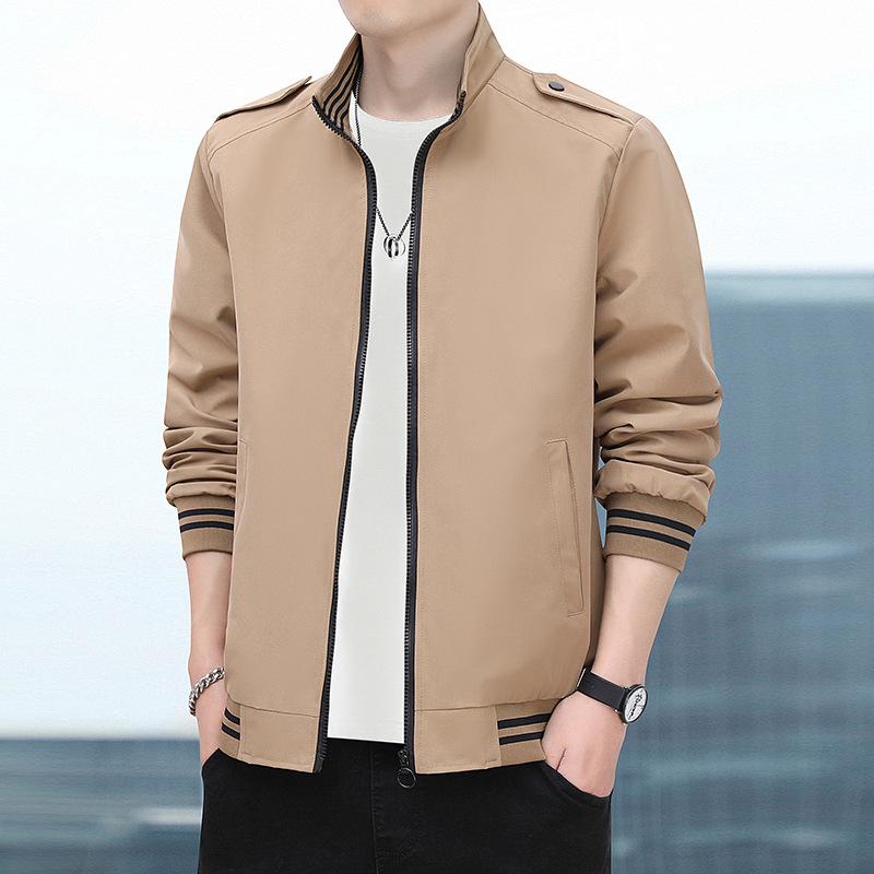 Spring New Men's Jacket Sports Solid Color Stand Collar Jacket Men's Casual Stand Collar Top Fashion