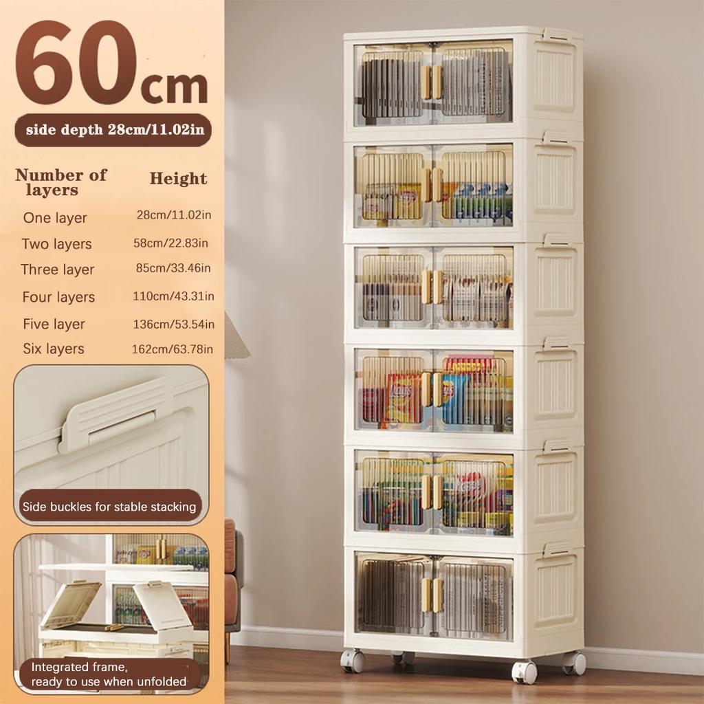 Skládací úložná skříňka 1-6 polic s kolečky Velkokapacitní úložná skříň Úložný box Organizér na oblečení Úložný kontejner