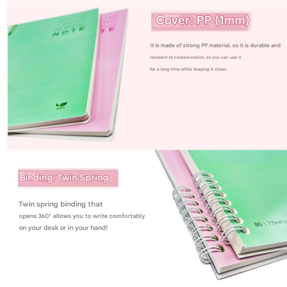 Lined Spring Note #1 122 Sheets (190mm x 260mm) PP cover