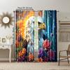 2 Pcs, Versatile Polyester Transparent Curtains for Home Decoration Eagle & Floral for Use In Bedrooms and Living Rooms