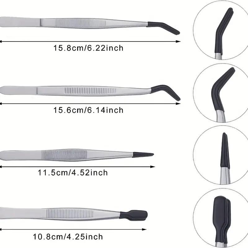 1/2/4 szt. Pęsety z gumowymi końcówkami Pęsety Gumowe Pokryte PVC Silikonem Nie rysujące Płaska końcówka Zagięta końcówka Pęsety Pęsety z końcówkami