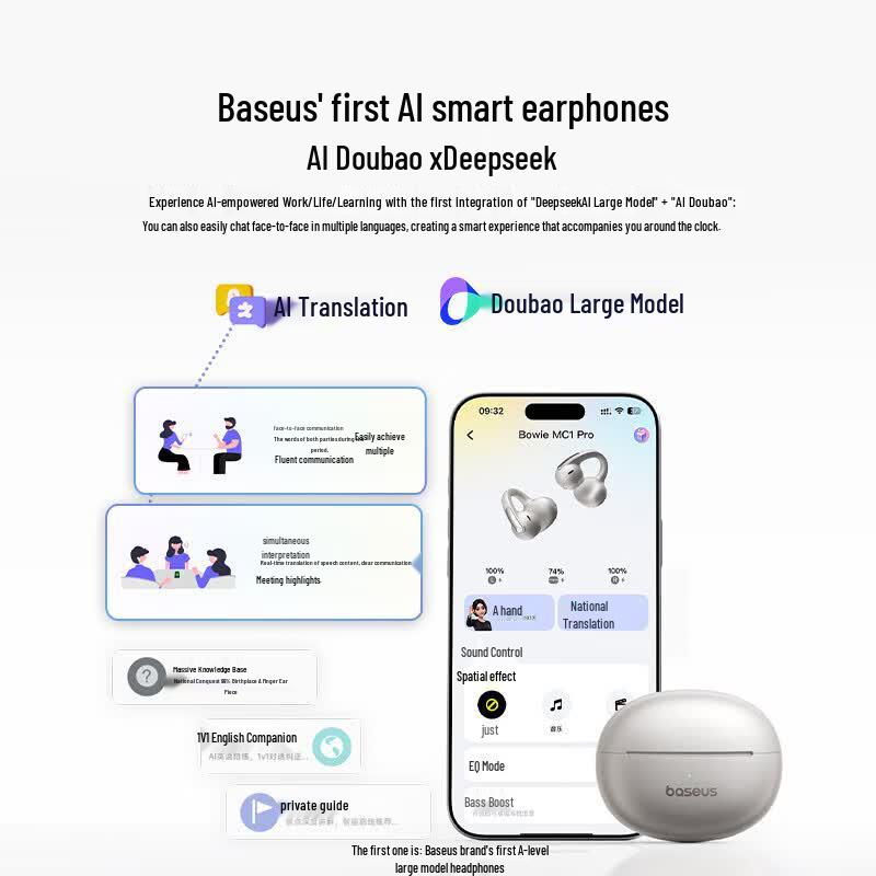 Baseus MC1 Pro AI Translation Open-Ear Clip Headphones