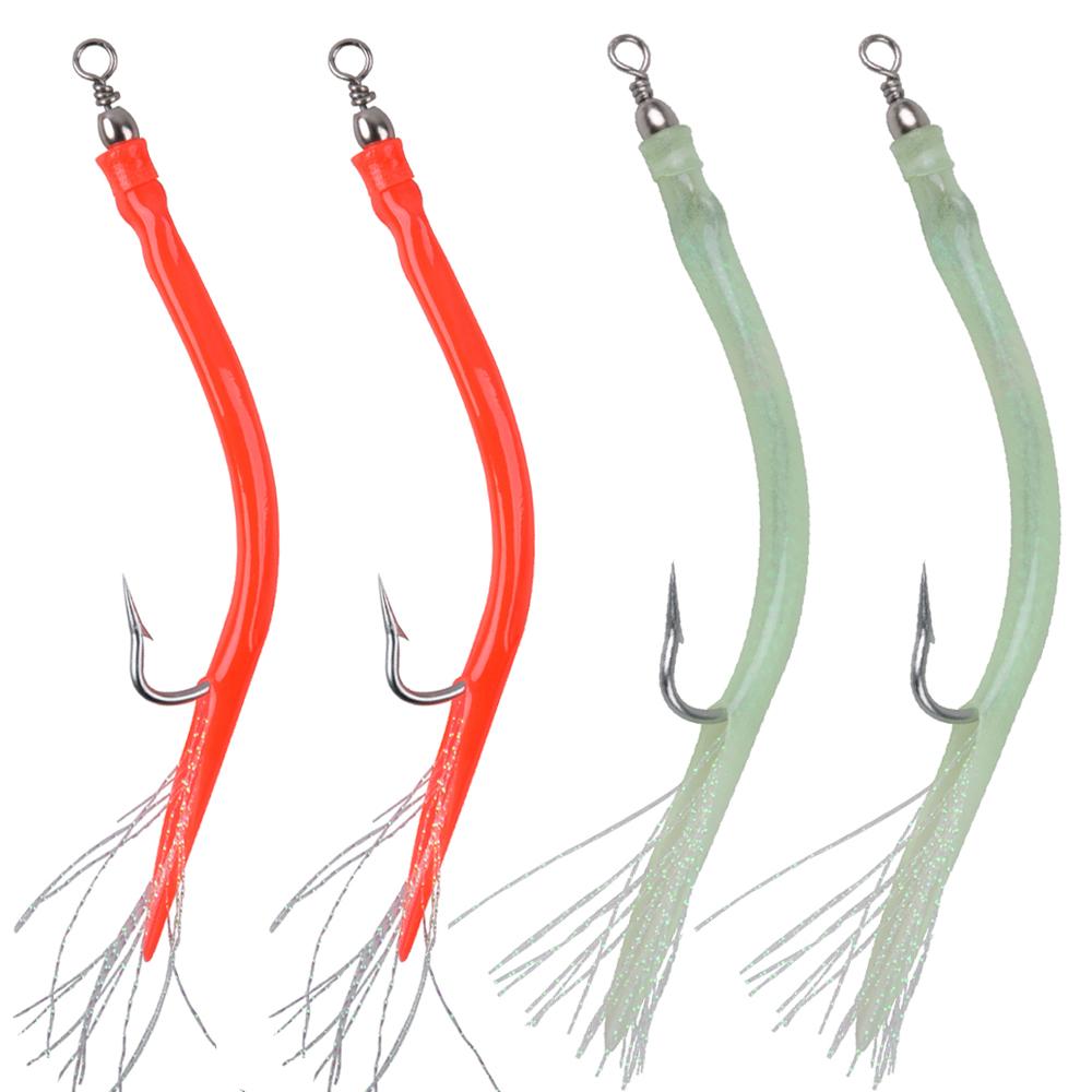 

4 шт. Рыболовные крючки Угорь Джиг Приманки Длинное цевье Офсетный Крючок Осьминог С Бочонком Вертлюгом Приманка для Окуня Червь Искусственная Приманка Снасти 7-0