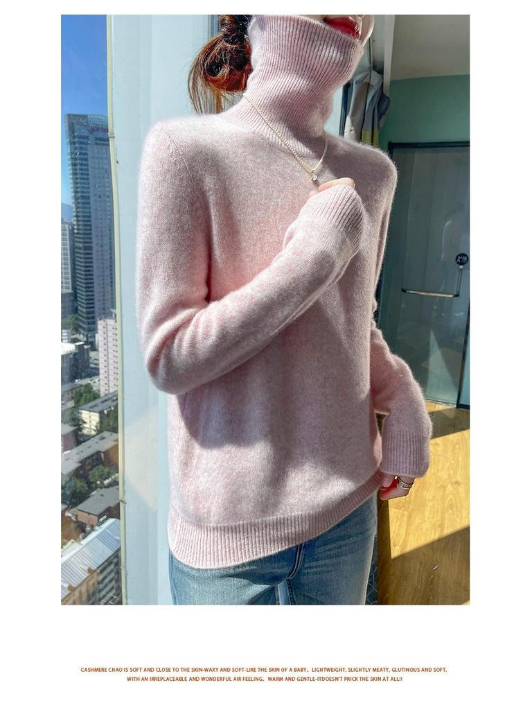 High-End Cashmere Women's Slim-Fit Turtleneck Sweater – Thickened for Autumn/Winter