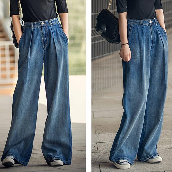 Nostalgic Jeans, Retro High Waisted Slimming Fashion Women's Wide Leg Pants, Loose Casual Pants, Denim Pants