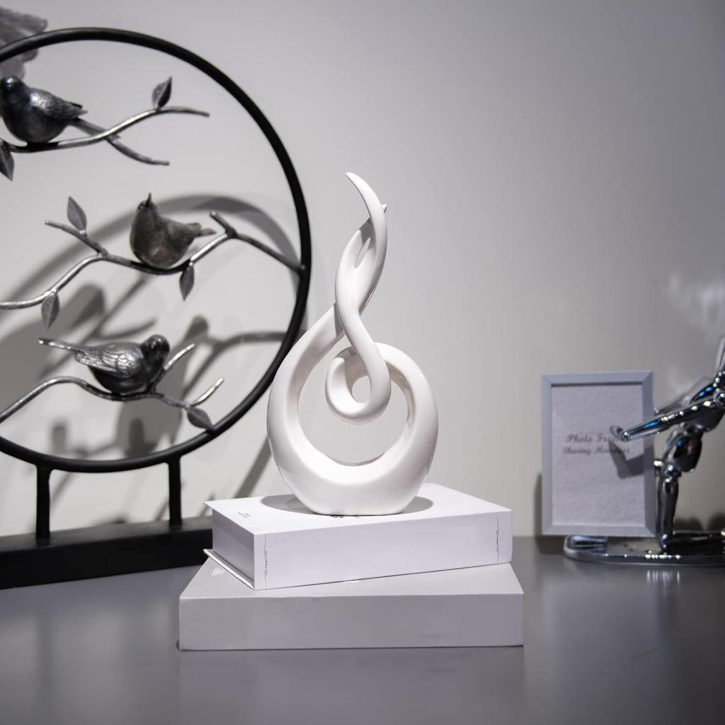 Modern Abstract Art Table Decoration - Ceramic Statue Modern White Ornaments for Living Room Great Gift Idea Home Décor 5 * 2.5 * 10.5 inch Gift Box