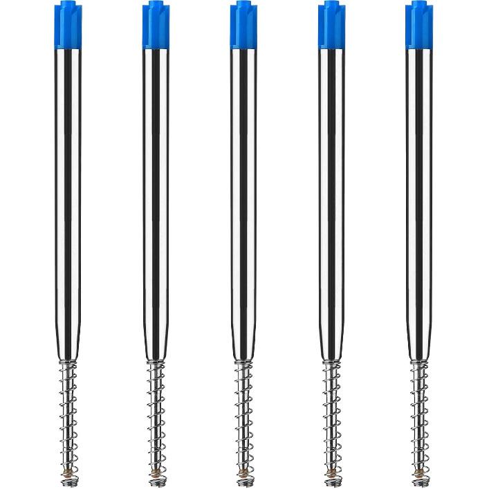 TIESOME 5pcs Replaceable Ballpoint Pen Refills with Spring Metal Ball Point Refills Smooth Writing Pen Refills, 0.7mm Retractable Ballpoint Pen