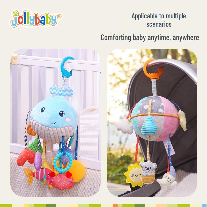 JollyBaby Kinderwagenanhänger: Plüsch Baby Auto Spielzeug & Rassel mit Windspiel