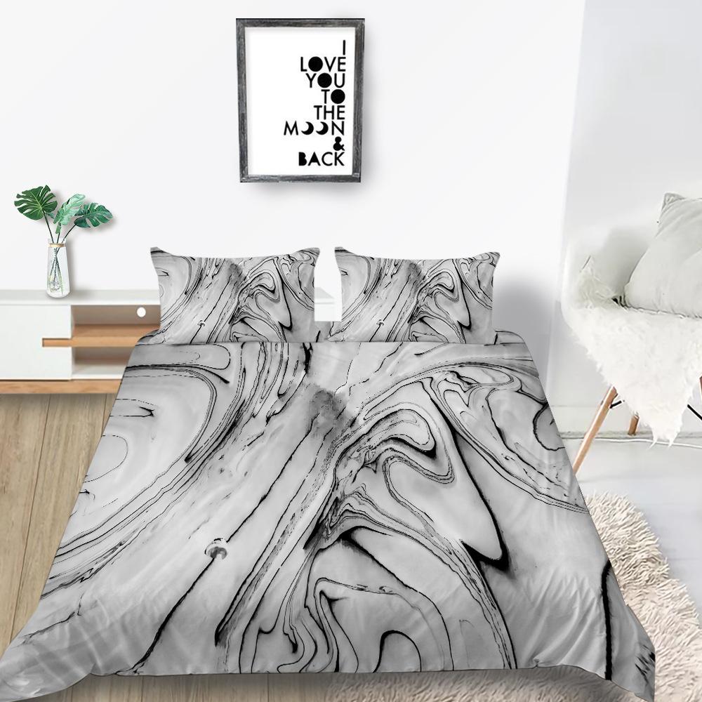 Source Factory Quilt Cover Pillowcase Two Or Three-Piece Set Marble 3D Digital Printing Polyester Fabric