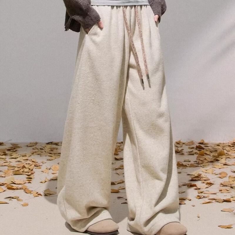 Women's Brushed Loose Drawstring Wide-Leg Pants