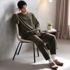 Pajamas Men's winter thickened fleece flannel can be worn outside pullover large size loungewear coral fleece autumn and winter suit