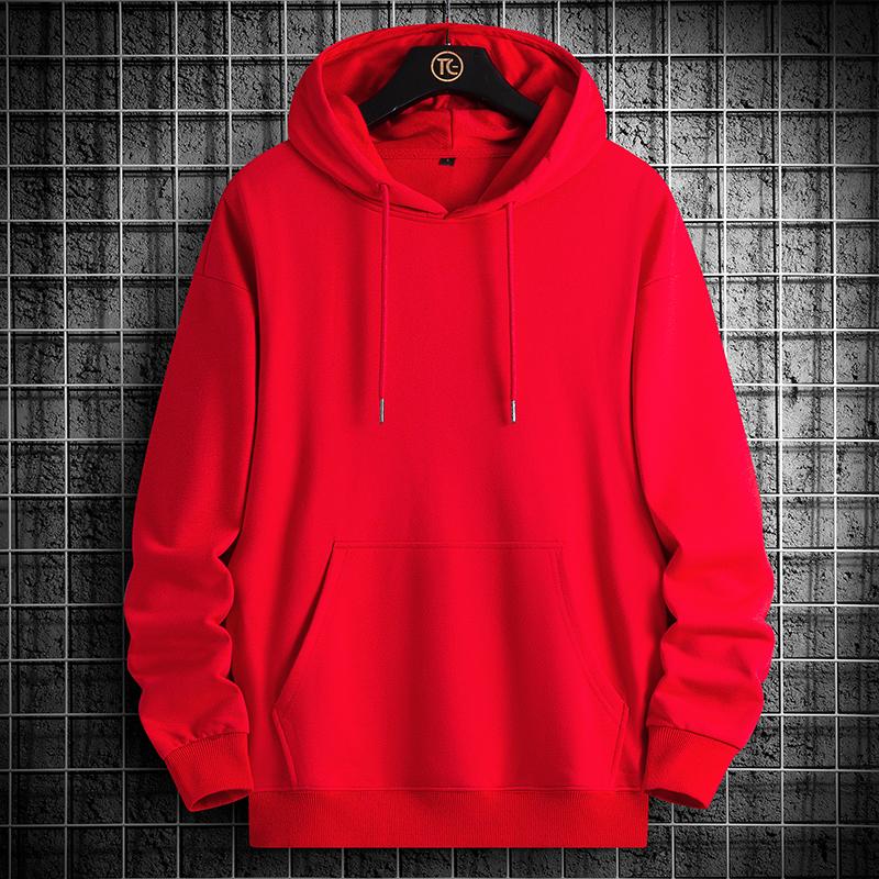 Pánská mikina s kapucí z čisté bavlny, jednobarevná, volného střihu, velká velikost, ležérní sportovní, plus sametová, zesílená, mikina s kapucí, pulovr