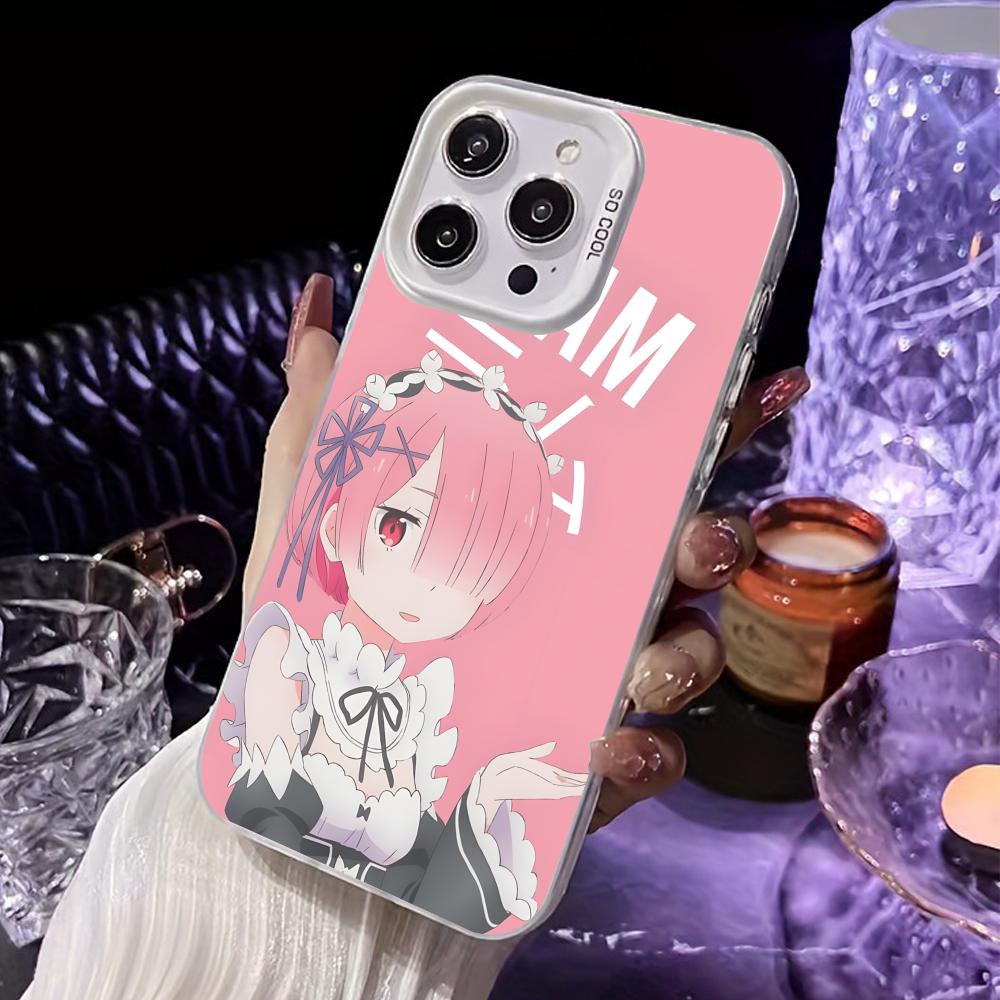 

ReZero Ram Waifu Mobile Phone Case for iPhone 17 16 15 14 13 12 11 X XR XS 8 7 Air Pro Max Plus White Translucent Colorful Cover iPhone17