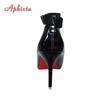 Fashion Aphixta 2cm Flock Belt Buckle Black High 12cm/10cm/7cm Stiletto Heels Pumps Women Shoes Pointed Toe Party Super Big Size 49 50