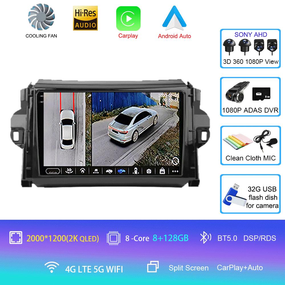 Android 14 For Toyota Fortuner 2 2015 2016 2017 2018 2019 2020 Car Radio Stereo Multimedia Navigation GPS Carplay 2 din Headunit