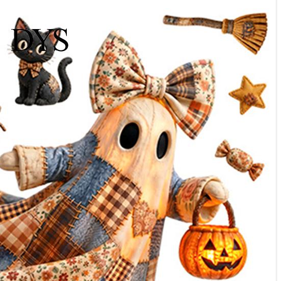 Living Room Wall Art Halloween Ghost Swing Static Window Decals, Waterproof Peel and Stick Reusable Home Film Stickers, Removable Glass Decor