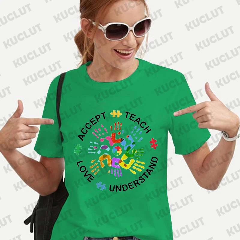 Autism Awareness Shirt for Unisex Teach Accept Understand Love Tshirts Neurodivergent Tshirts Autism Support Tee Shirt Y2k Tops