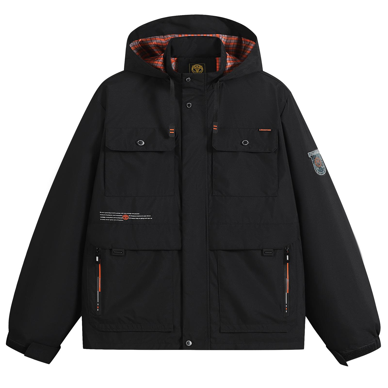 Куртка с принтом Куртка с капюшоном Мужская куртка Парка Повседневная куртка с капюшоном Тренч Куртка с капюшоном Куртка 3XL чёрный