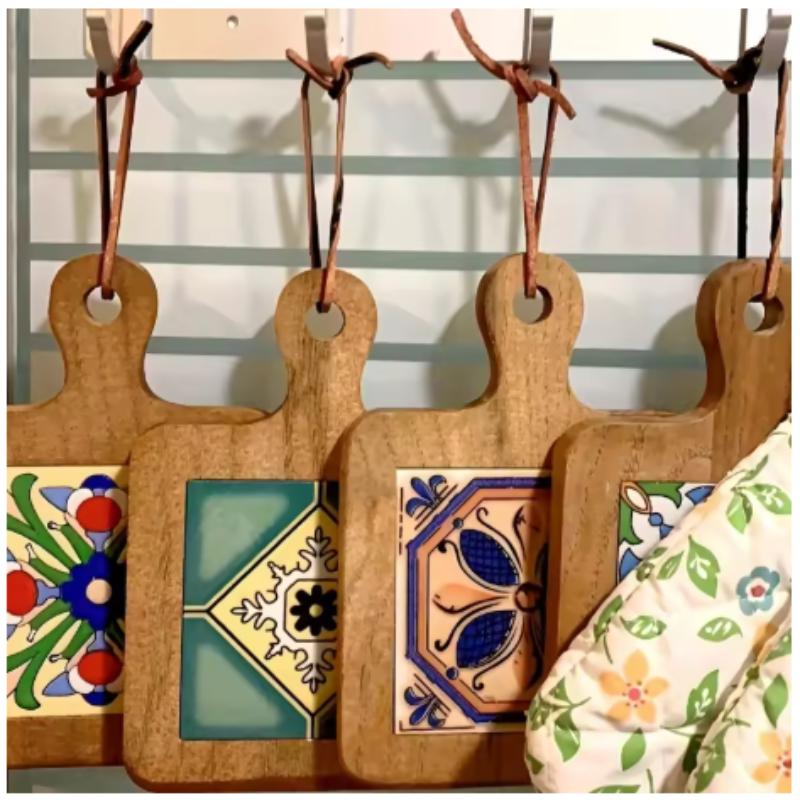 European-Style Wood-Patterned Ceramic Heat-Resistant Mats High-Temperature Resistant Kitchen Placemats Insulated Pot Mats