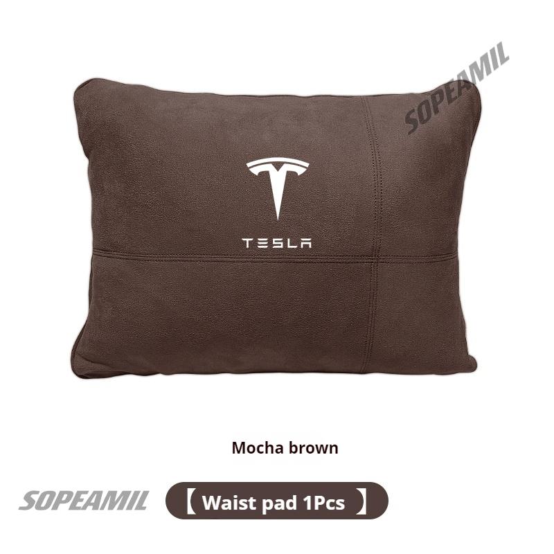 Oreiller de soutien cervical pour appui-tête en daim pour voiture, coussin de siège lombaire pour Tesla Model 3 Model Y Model S Model X Roadsrer Cybertruck