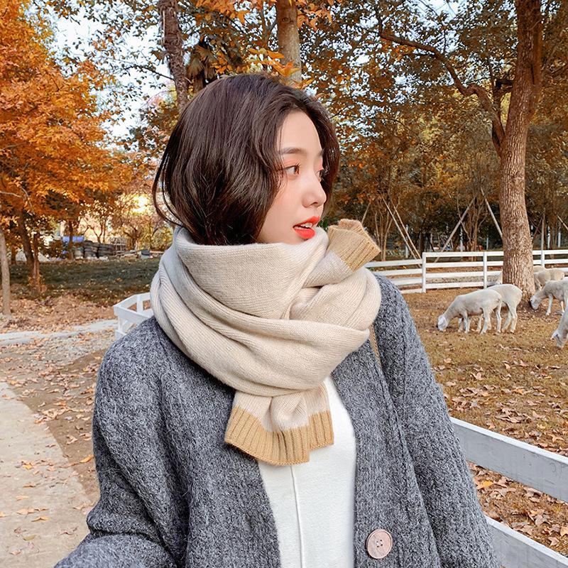 New Style Avocado Scarf Women's Long Winter Korean Version Versatile Student Thickened Warm Wool Knitted Cute Scarf