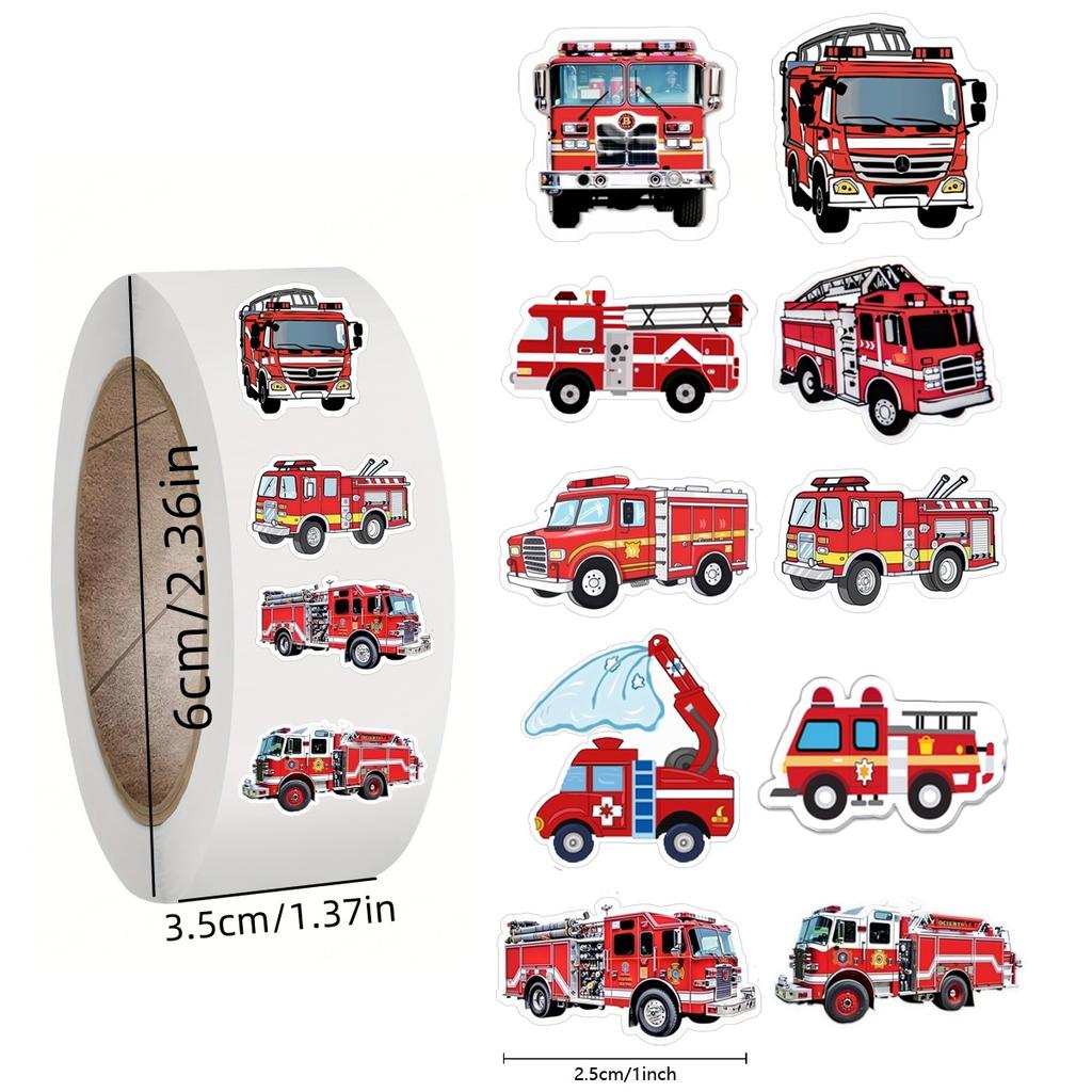 500PCS Construction Vehicle Stickers for Kids Cute  Excavator Truck Fire Truck Tractor Stickers Rewards and encouragement tags