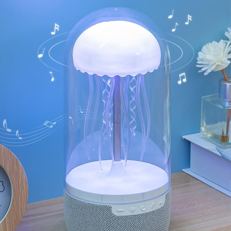 Colorful Bluetooth-compatible Jellyfish Subwoofer Mood Light Floating Ocean Animal LED Night Lamp for Home Decor