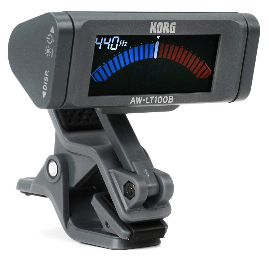 KORG AW-LT100B Clip-on Bass Tuner with 100-Hour Battery Life, ±0.1 Cent Accuracy, Color Display, Compatible with Multi-String Basses, Compatible