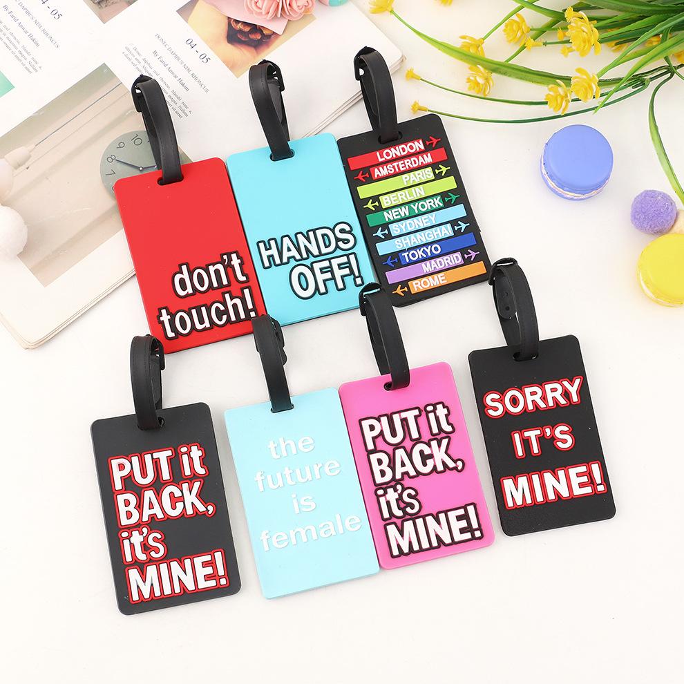PVC luggage check-in anti loss identification card sleeve, label, three-dimensional soft rubber tag, European and American retro style