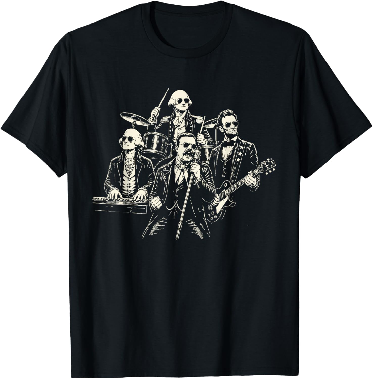 Founding Fathers Rock Band Presidents Playing Music T-Shirt Unisex T-Shirt XL