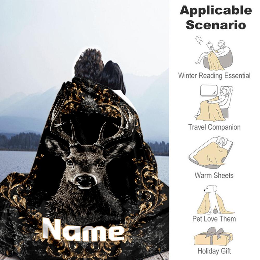 Deer33 Customize Text Blanket Multi-purpose Personalized Blanket Warmthful Decor Versatile for Livingroom Home Decor Chair Seaside