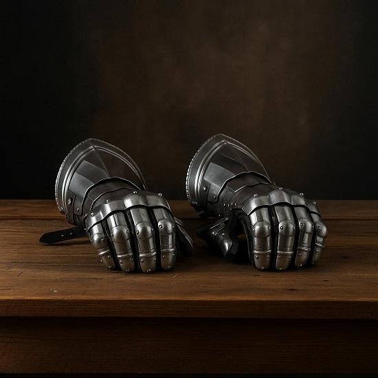 

40,64 см Средневековые стальные перчатки-наручи Рыцарская броня Защита рук для LARP Косплея