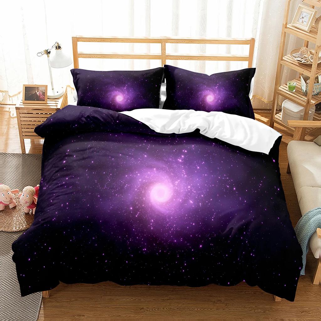 Galaxy Duvet Cover Set Starry Sky Comforter Cover Universer Outer Space Theme Bedding Set Single Twin Queen Size For Teens Boys