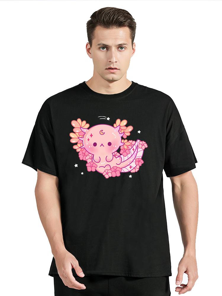 Ajolote Axolotl Übergroßes T-Shirt Sommer Herrenbekleidung Japanisch Fitness Fitness T-Shirt Anime Mode Baumwoll-T-Shirt Designer
