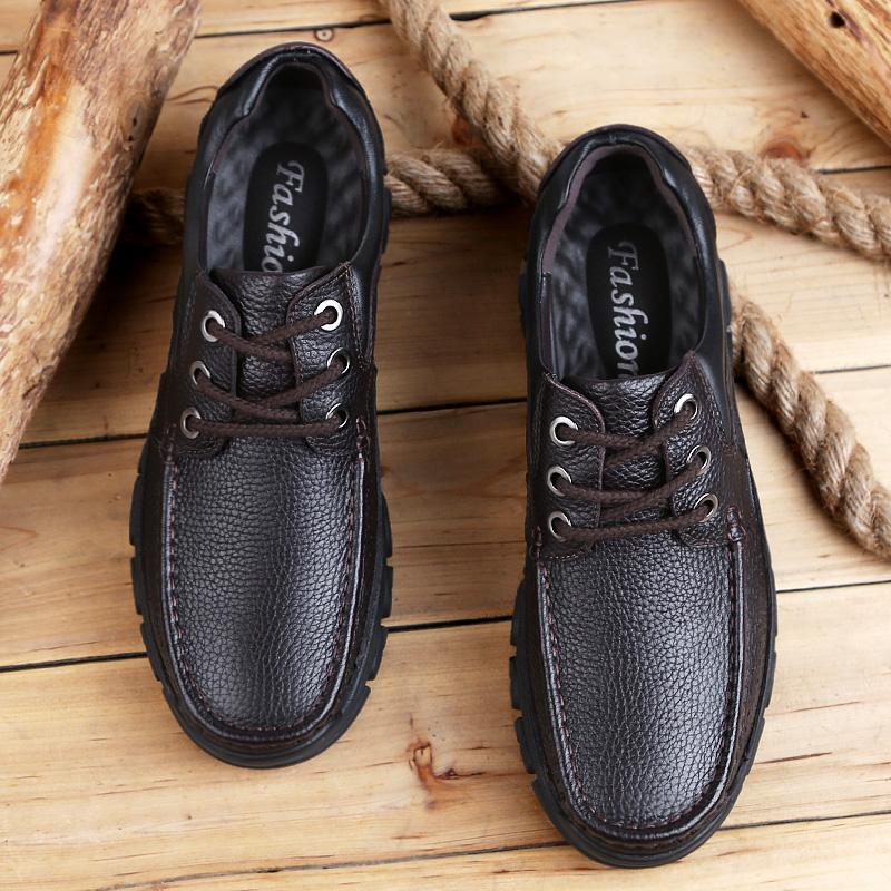 Fashion High Quality New Thick Soled Wear-resistant Men's Leather Casual Shoes Lace Up Oxford Shoes for Men's Outdoor Hiking Shoes