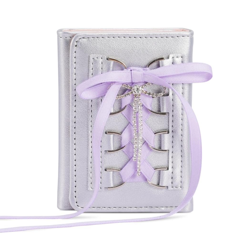 Silver Sweet Bow Wallets Women Y2k Designer Original Fashion Short Coin Purse Korean Style Casual New Cute Girls Money Bag Pouch