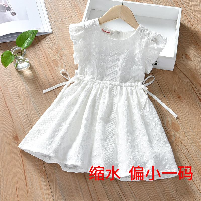 Girls White Embroidered Sleeveless Dress Summer Pure Vest Dress Kids Chic Princess Dress For Toddler And Little Girl 90cm