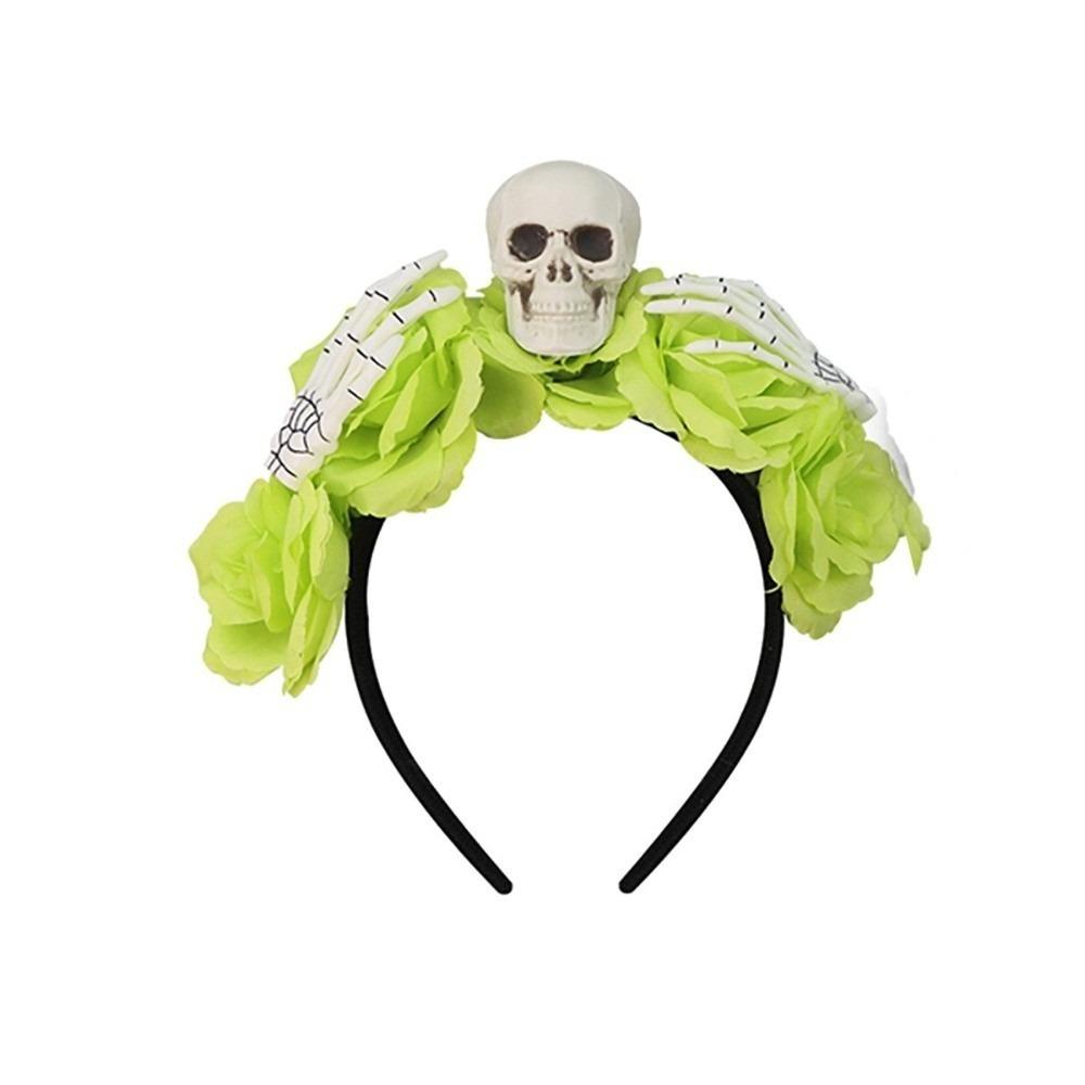 Halloween Decor Skull Head Headband Simulation Flower Gothic Flower Hairband  Photography Props