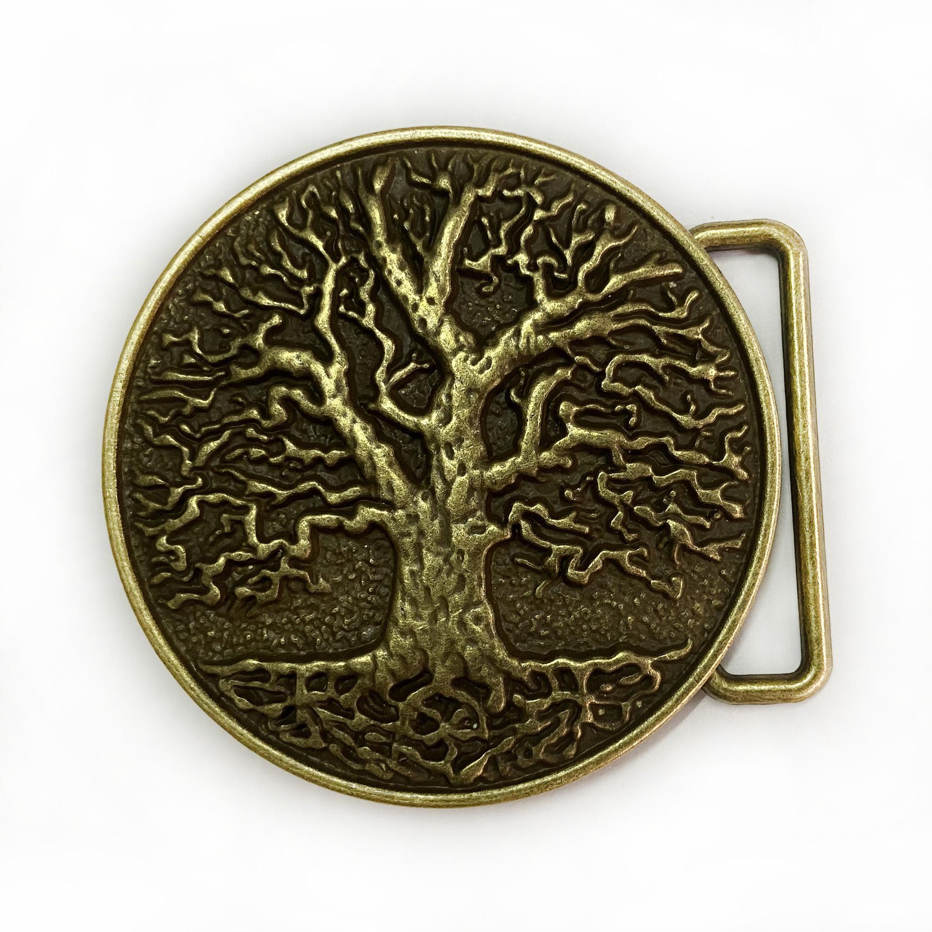 Tree of Life Bronze Round Men s Western Cowboy Belt Buckle