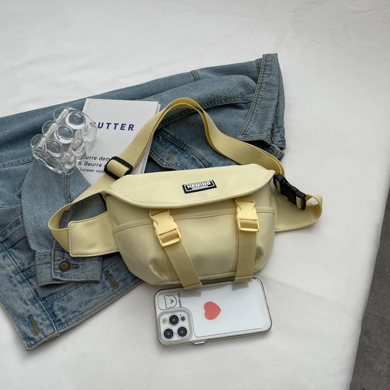 Fashion Simple Breast Bag Foreign Trade New Casual Solid Color Messenger Bag Bag Korean Version Trendy Fashion Internet Celebrity Popular Commuter Bag