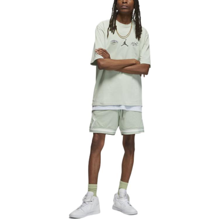 Jordan Character Letter Print Casual Crew Neck Short Sleeve T-Shirt Men Tops Aqua-Blue DM1445-017