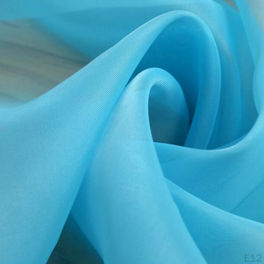 Voile Window Curtain Drape Set Solid Color Polyester