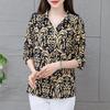 New Summer Retro Ethnic Style Fashion Trend V-neck Printed Loose Casual Versatile Foreign Style Short Sleeved Shirt
