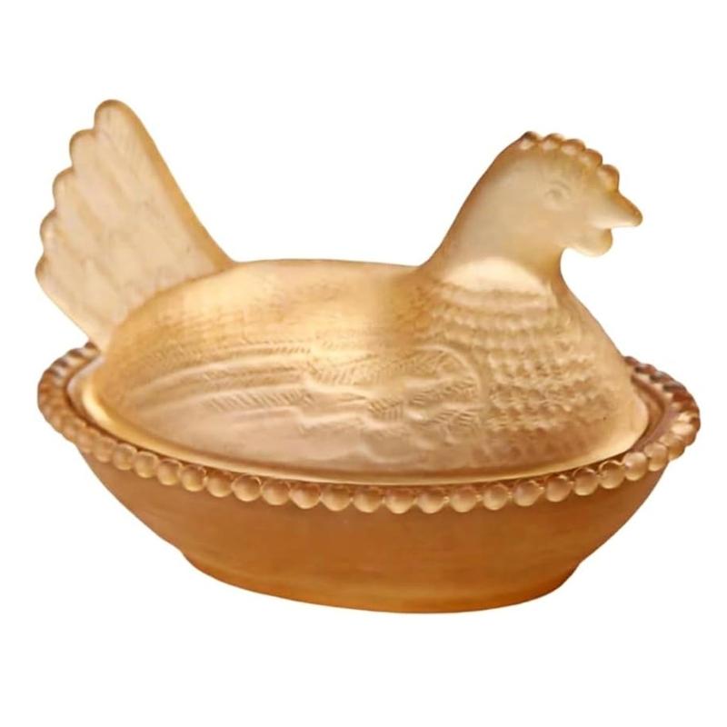 Cute Plastic Clear Hen On Nest Covered Candy Dish Dessert Plate Desktop Easter Christmas Decors Farmhouses Ornament