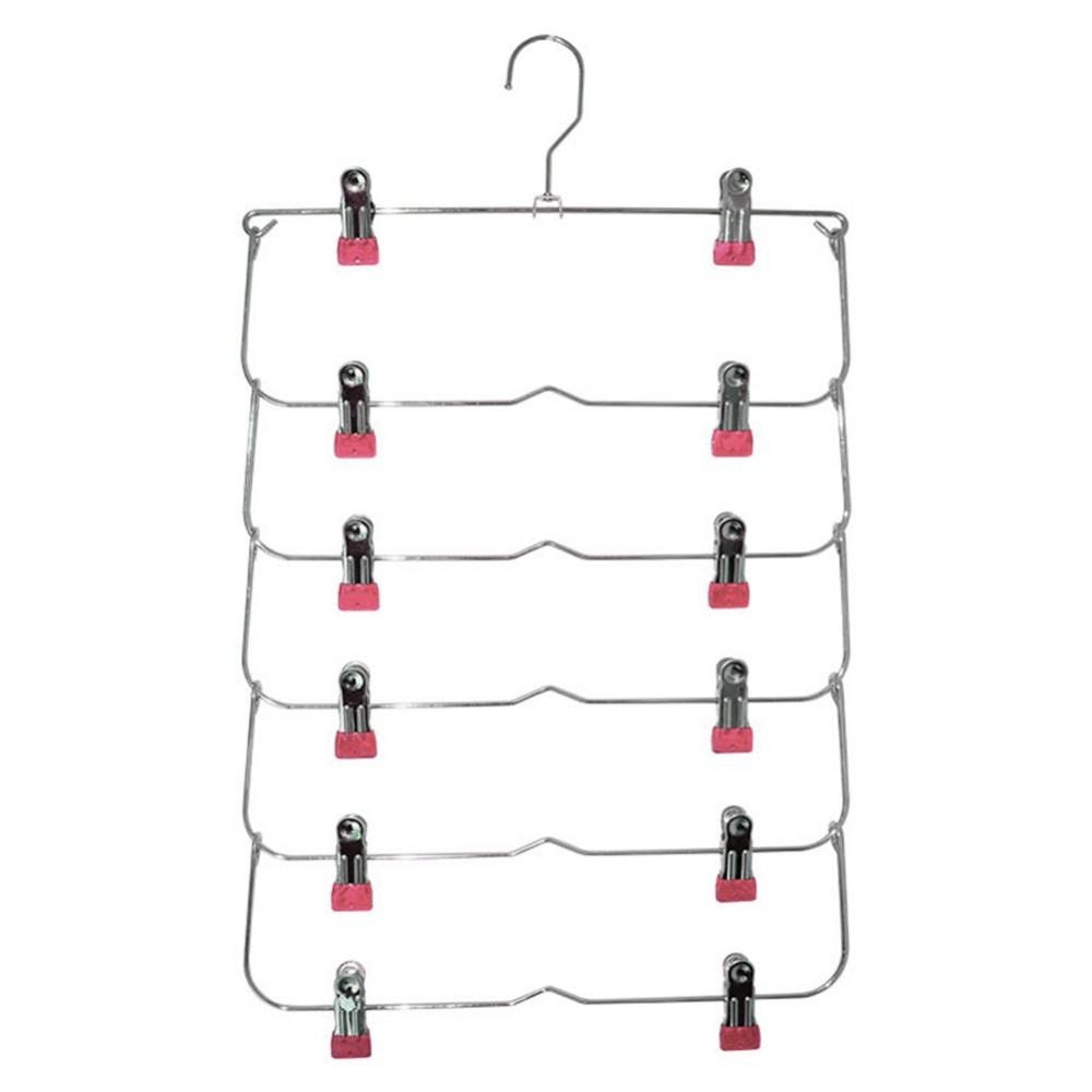 Folding Pants Rack Wardrobe Storage Multi-layer Trouser Clip Folding