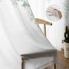 Watercolor Plant Leaf Illustration Green Sheer Window Curtain Tulle Curtains for Livingroom Bedroom Home Decor Voile Drapes