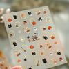 5D Embossed Halloween Nail Stickers Self Adhesive Nail Decals With Ghost Pumpkin Cat Mushroom Patterns Gold Trim Manicure Slider