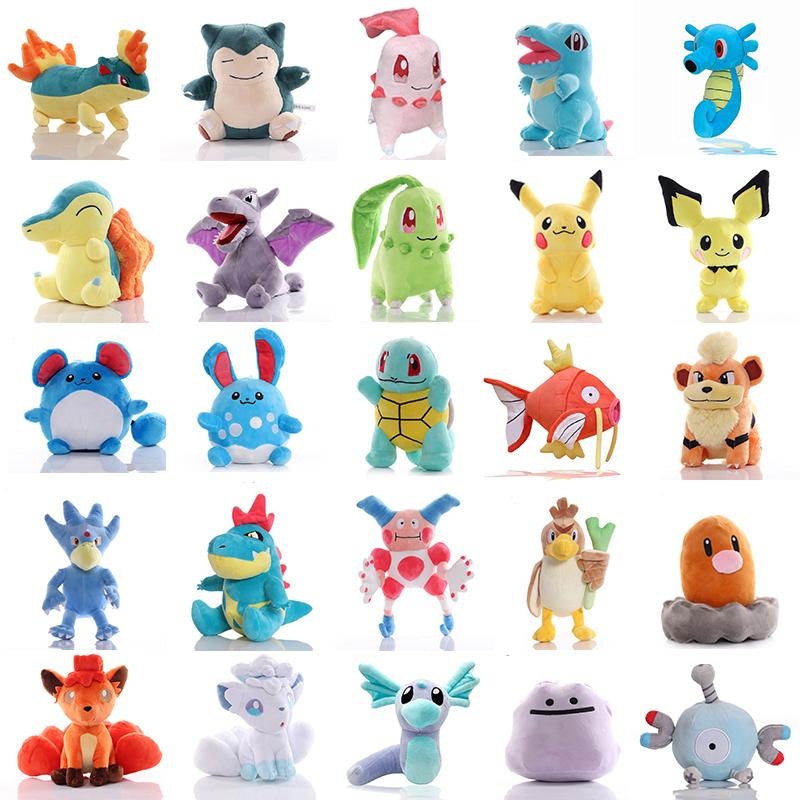20cm New Cyndaquil Chikorita Pikachu Plush Toy Cute Golduck Quilava Squirtle Doll Cartoon Marill Ditto Plushie Kids Gift